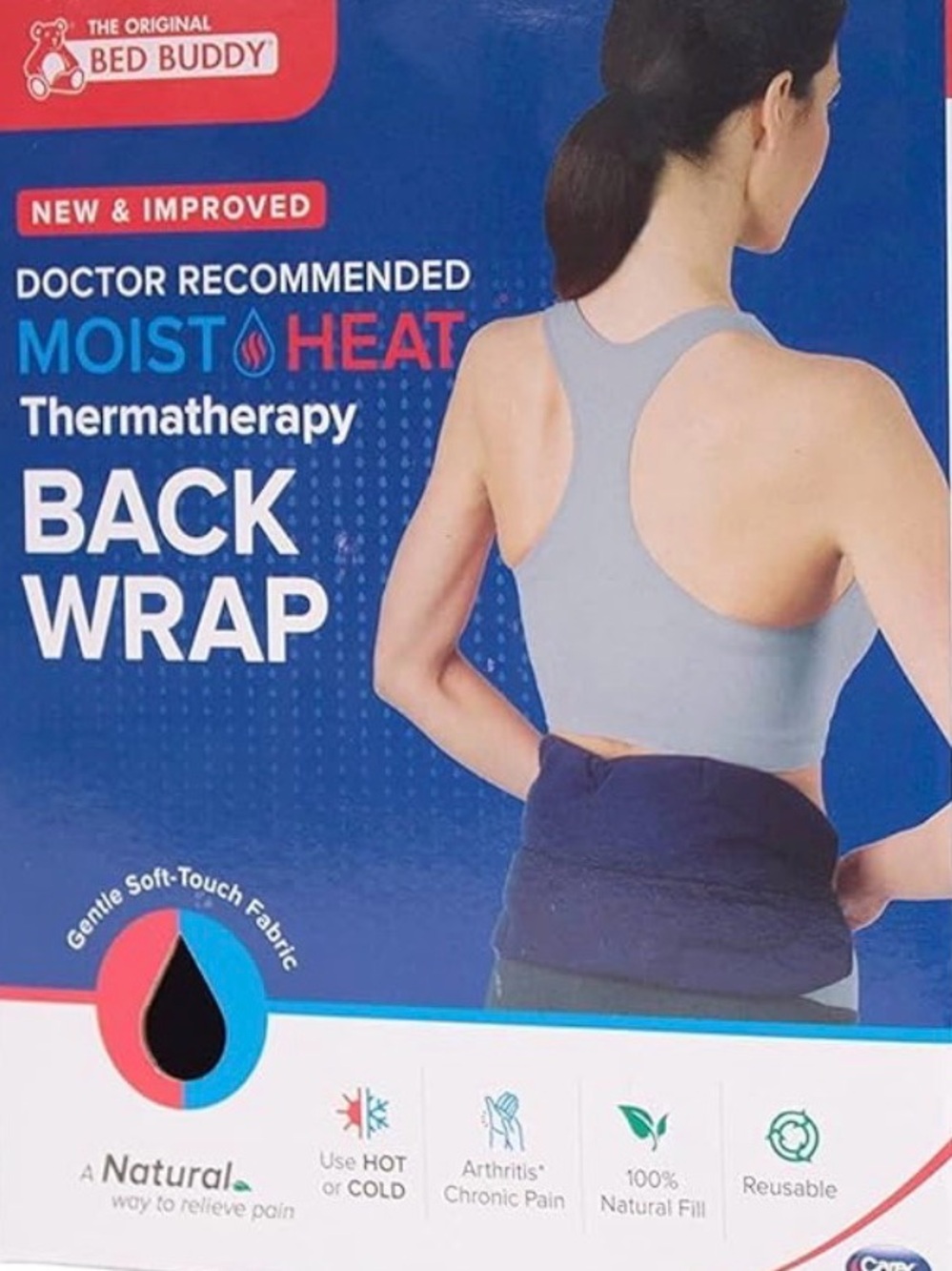 Moist Heat Thermatherapy Back Wrap - Navy Blue